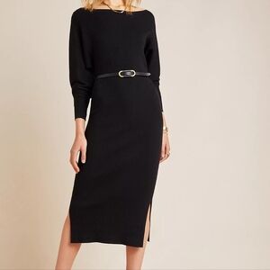 Anthropologie Shea Sweater Midi Dress Size Medium Black